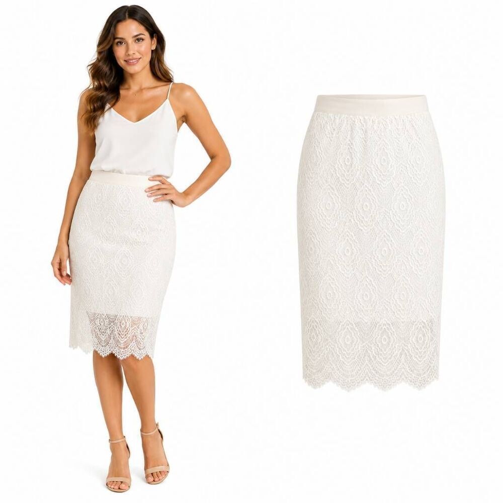 Charlotte Russe White Lace Pencil Skirt Womens S NWT
